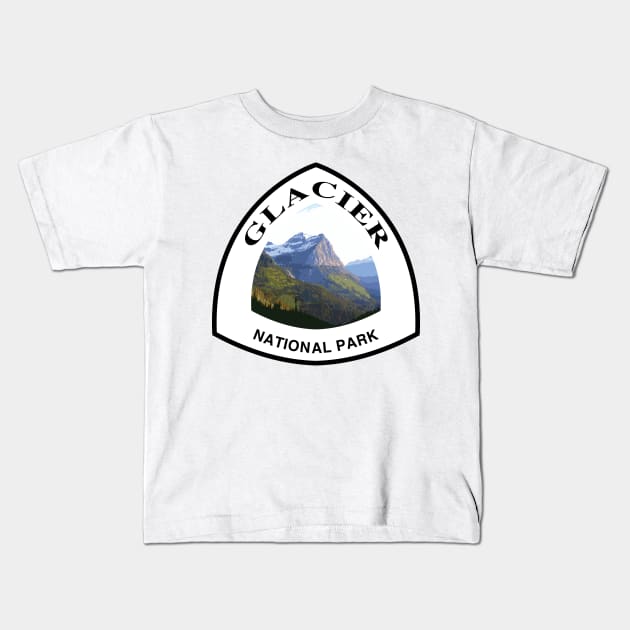 Glacier National Park shield Kids T-Shirt by nylebuss